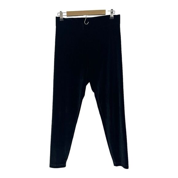 Lou & Grey Womens Size L Black Velour Straight Leg Pants - Picture 1 of 3